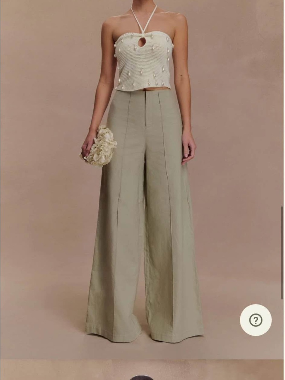 Meshki Light Olive High-Waist Wide Leg Pants